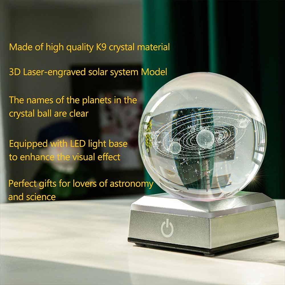 3D Crystal Ball Table Lamp 6CM Moon Planet Globe LED Night Light Home Decor Gift