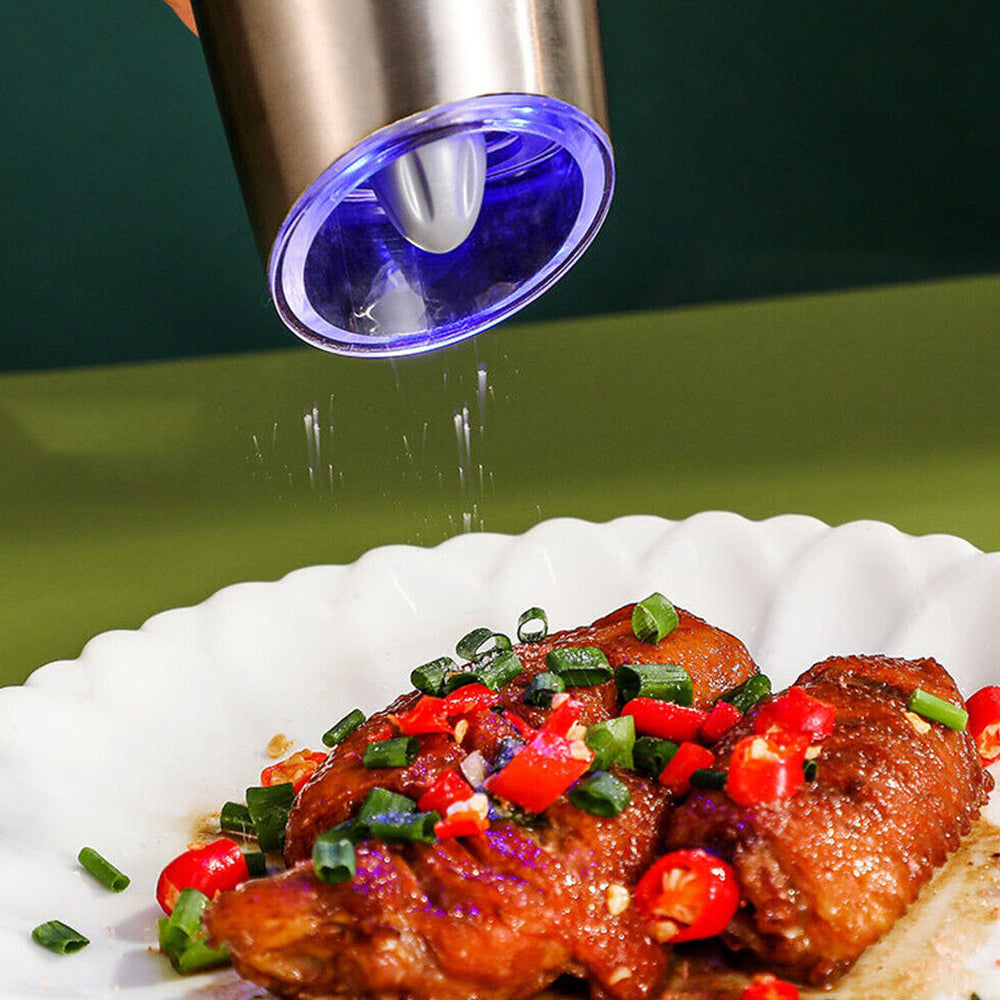 Electric Pepper Mill Salt Shakers Gravity Automatic Grinder Battery-Operated LED
