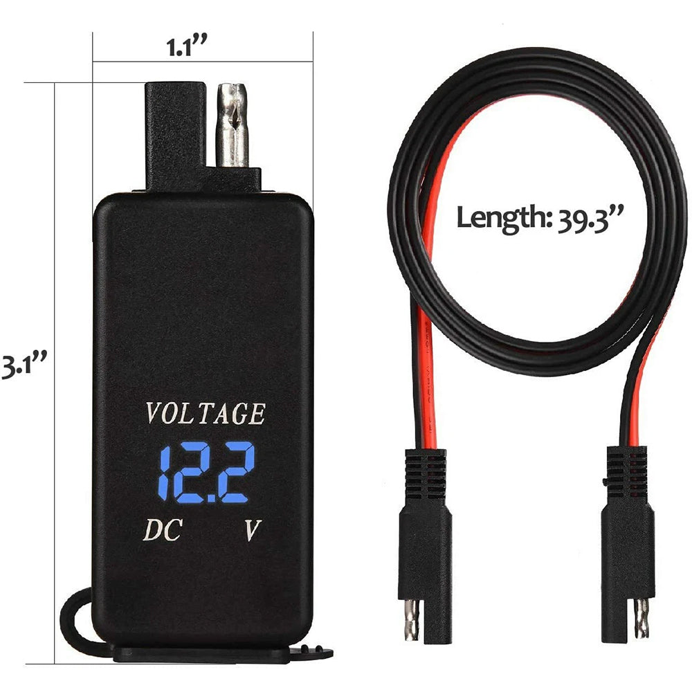12V Motorcycle SAE to USB Dual Port Charger Voltmeter Cable Adapter Waterproof