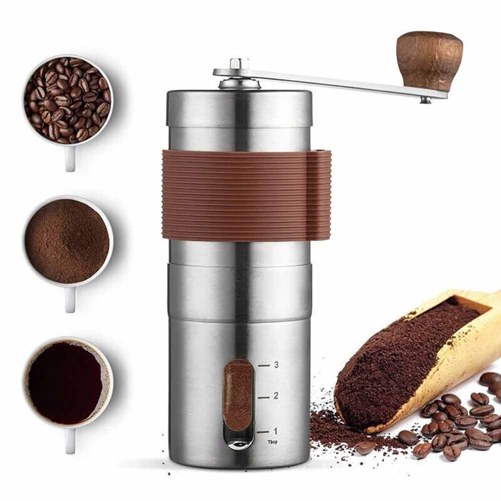 Manual Coffee Grinder Burr Hand Spice Bean Stainless Steel Adjustable Coarseness