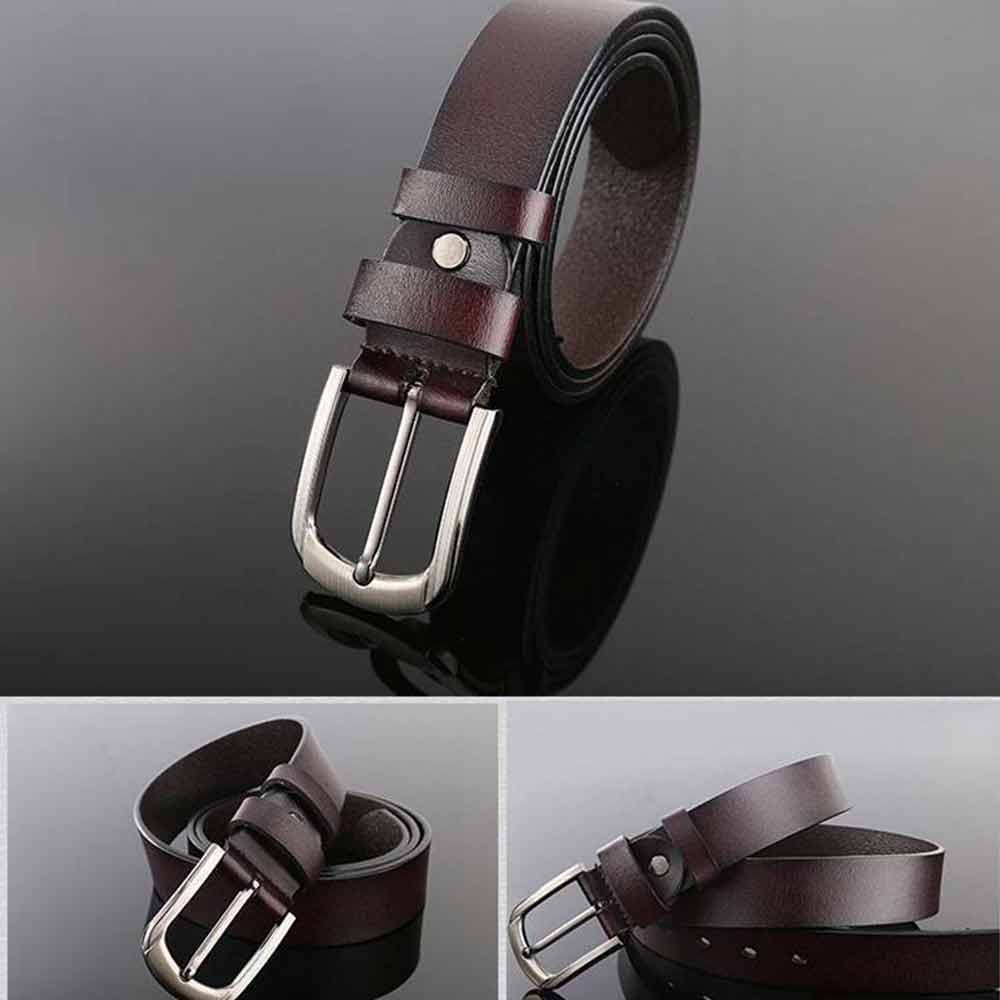 Mens Genuine Full Grain Leather Men's Belt Casual 125CM