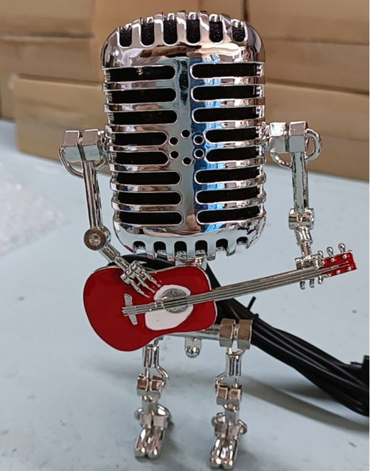 Microphone Robot Lamp with Guitar Lights Table Desktop Decorations USB Charging