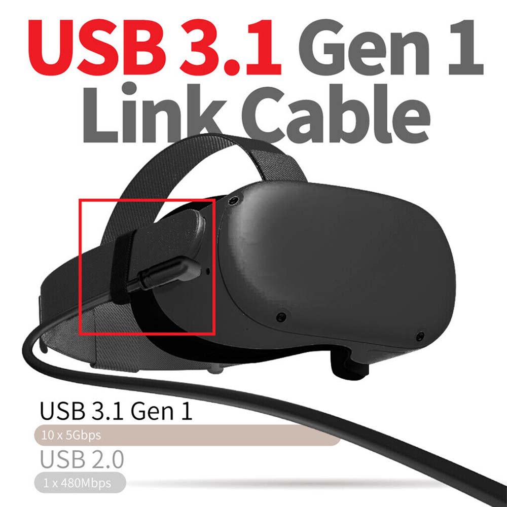 For Oculus Quest/Quest 2 VR Headset Link Cable USB-C USB 3.0 5Gbps Charging Cord