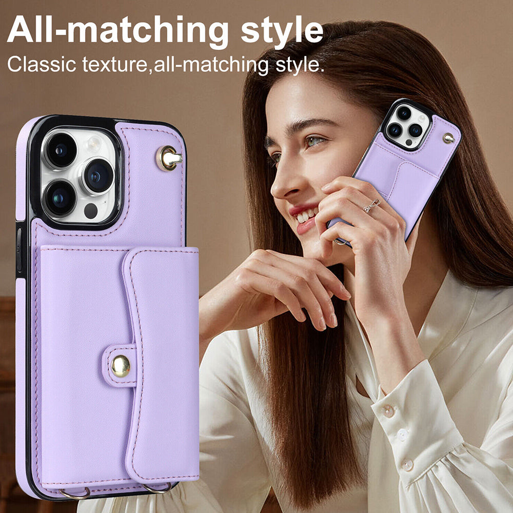 For iPhone 14 Pro Max Plus Case Leather Wallet Cover Card holders Coins Storage