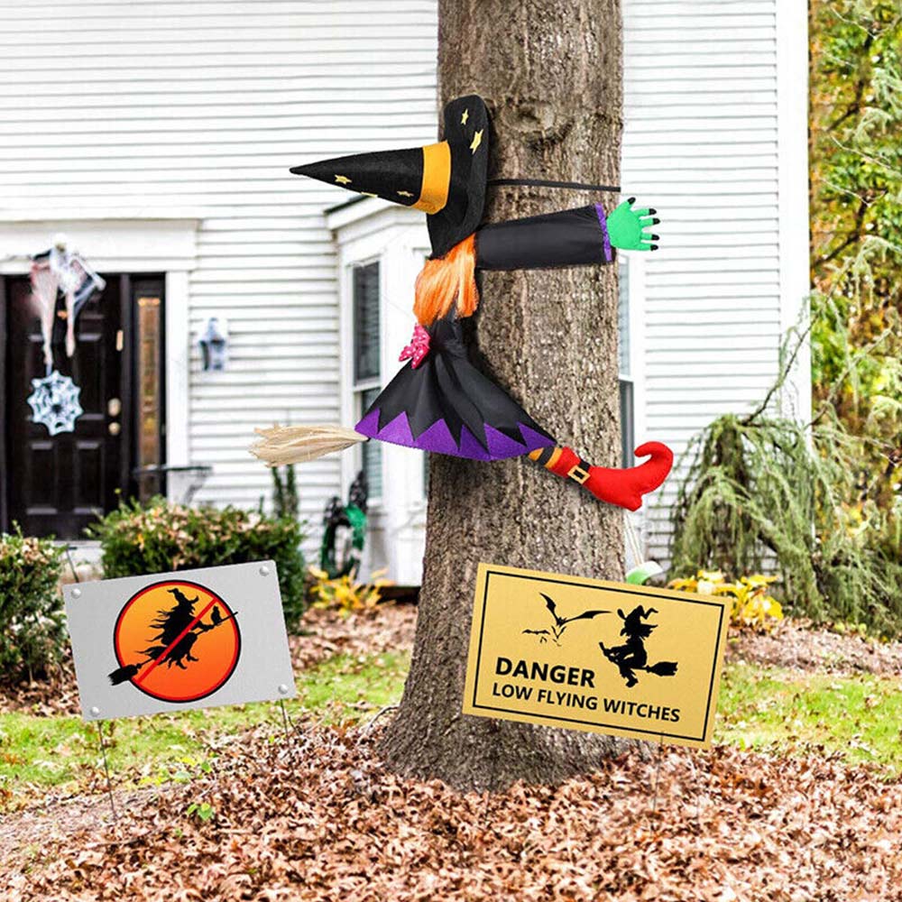 Crashing Witch Hanging Ornaments Scary Halloween Party Decoration Props Supplies