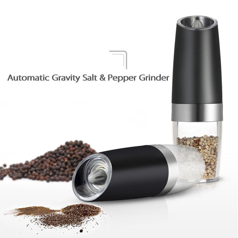 Electric Pepper Mill Salt Shakers Gravity Automatic Grinder Battery-Operated LED
