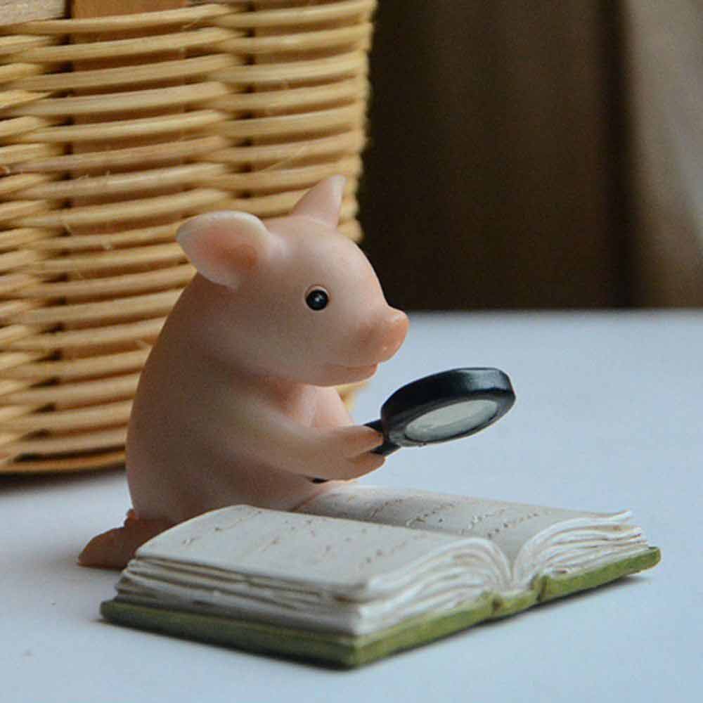 Cute Pig Statue Mini Landscape Figurine Desktop Decoration Miniature Resin Craft