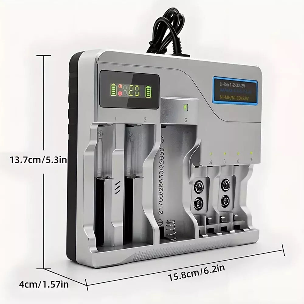 LCD Smart Battery Charger For AAA AA 9V Ni-MH Ni-CD Rechargeable Batteries