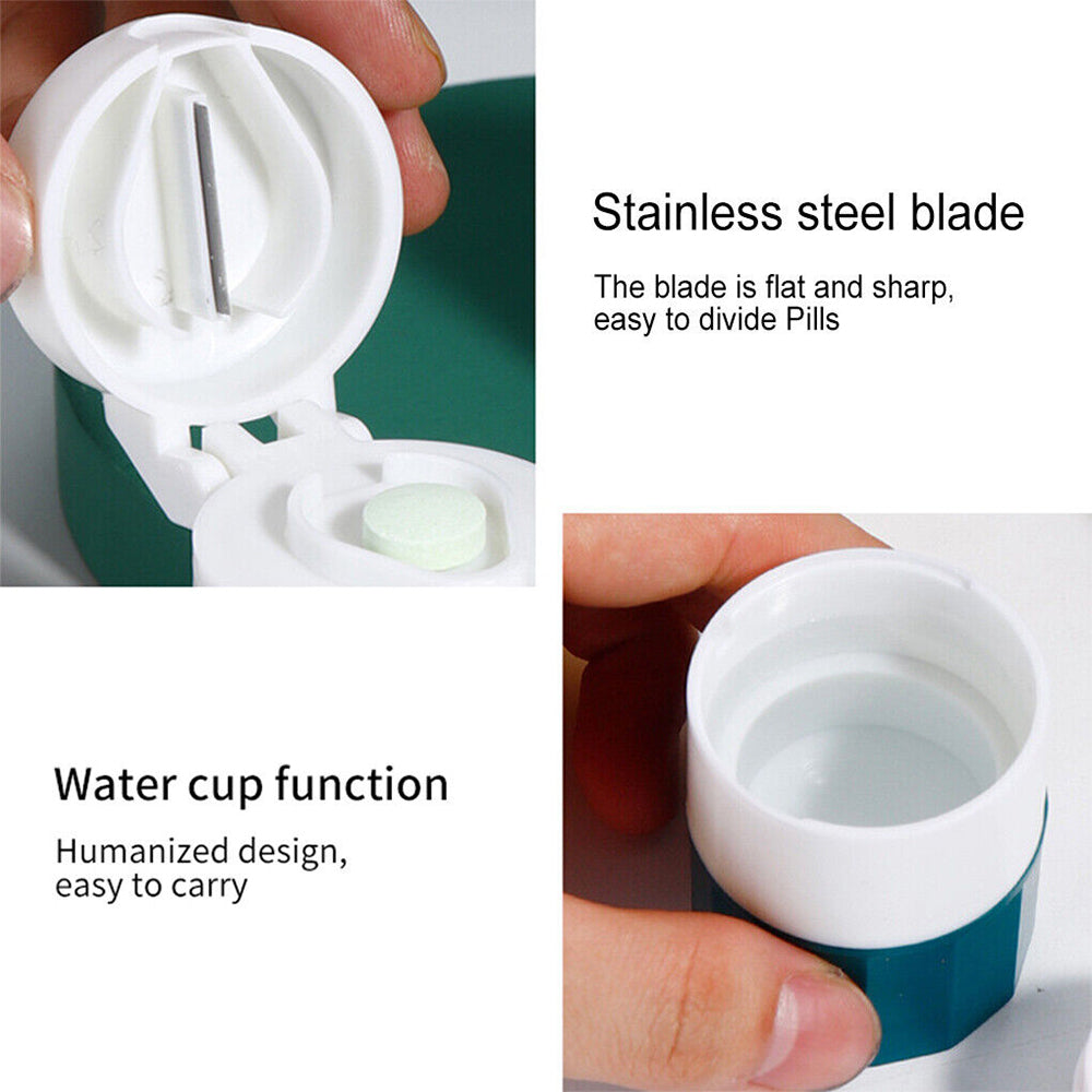 4 Layer Pill Medicine Crusher Grinder Splitter Tablet Divider Cutter Storage Box