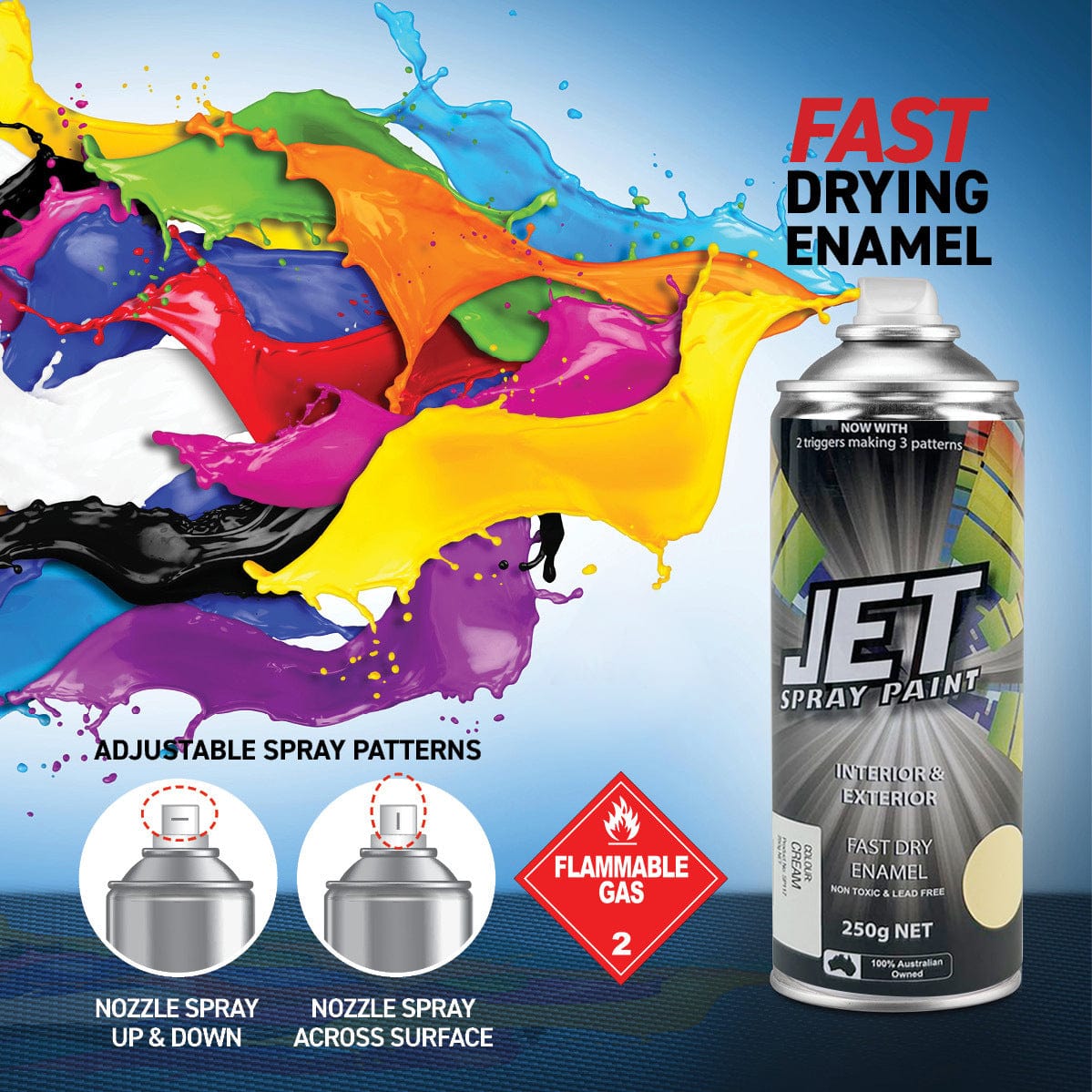 12PK 250g Spray Paint Can For Interior and Exterior 26 colours Fast Dry