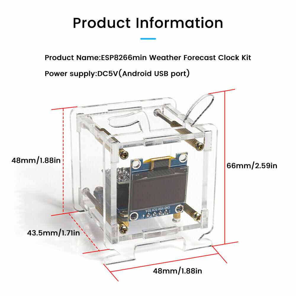ESP8266 DIY Electronic Kit OLED Display Mini Clock + Shell DIY Soldering Project