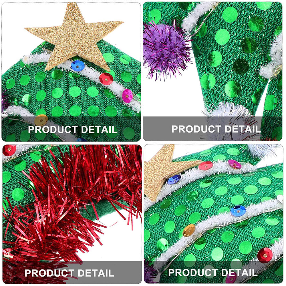 Christmas Headbands Xmas Tree Headwear Light Up Headdress Hair Accessories