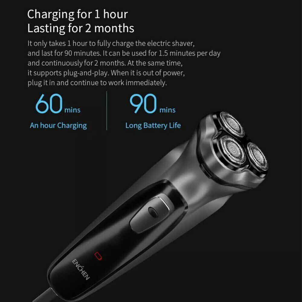 Wet Dry Rotary Shaver Electric Shaver 3 Heads Cordless Men Razor USB