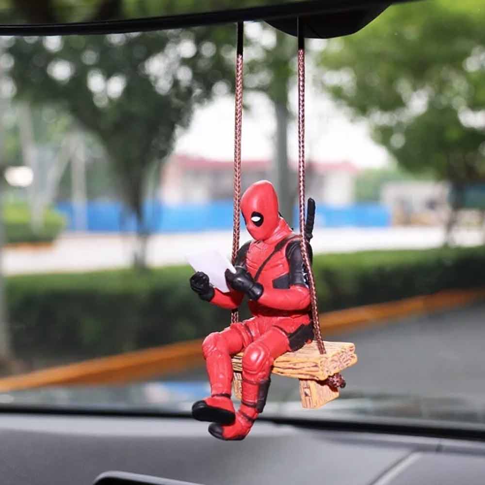 Deadpool Car Interior Decoration Cute Swing Reading Book Rearview Mirror Pendant