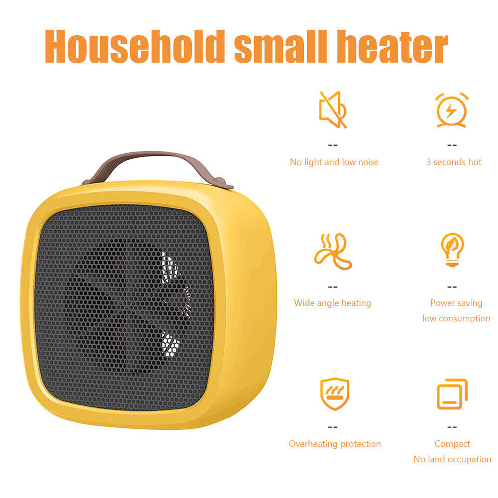 500W Mini Electric Heater Fall Proof Desktop Fan Warmer Portable for Home