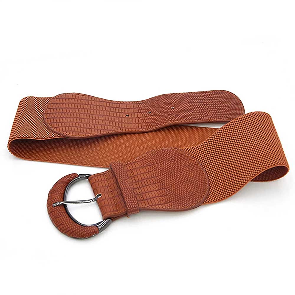 Wide Belt 75CM Women Ladies Faux Leather Wide Stretch Elastic Buckle Cinch Waist