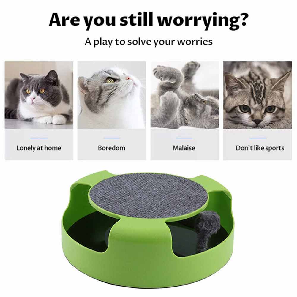 Cats Mouse Moving Catch Toy Interactive Cat Toys Indoor Cat Training Scratching Pad Round