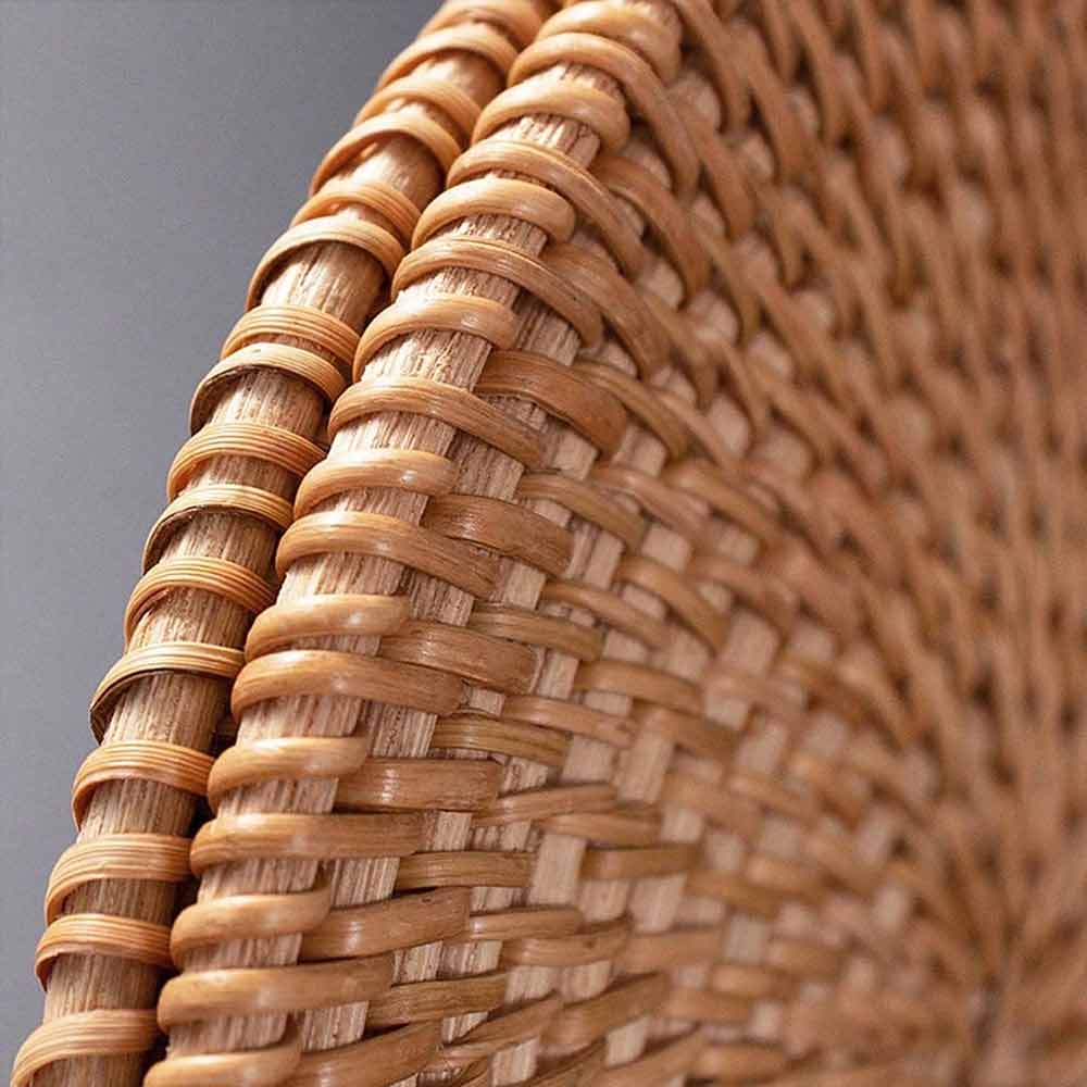 6-Piece Rattan Coaster Set with Base – Heat Resistant Cup Mats, Autumn Design