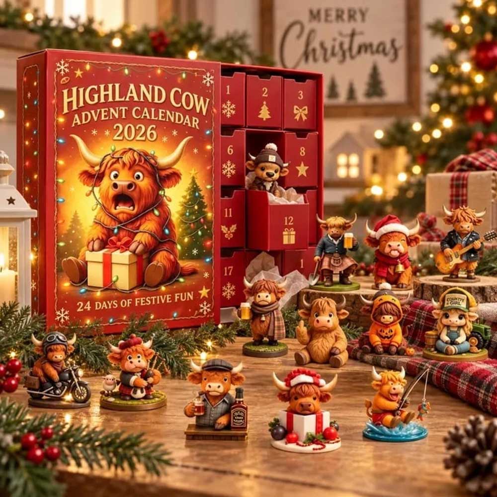 24-Day Highland Cow Advent Calendar – 3D Silicone Figures Christmas Countdown