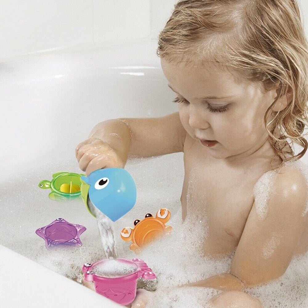 Baby Bath Toys DIY Race Run Assembling Track Bathroom Kids Stacking Cups Toy