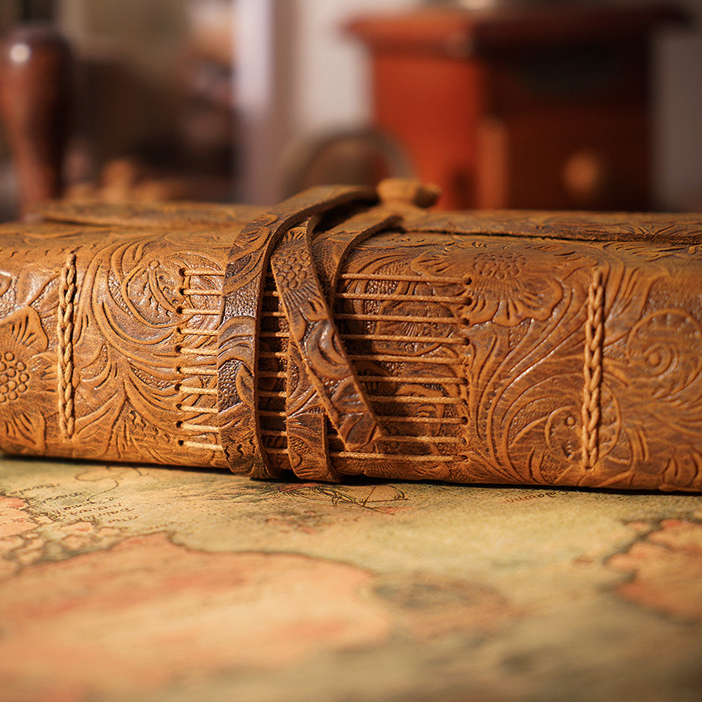 Leather Handmade Writing Notebook - Antique Vintage Brown Bound Daily Journal