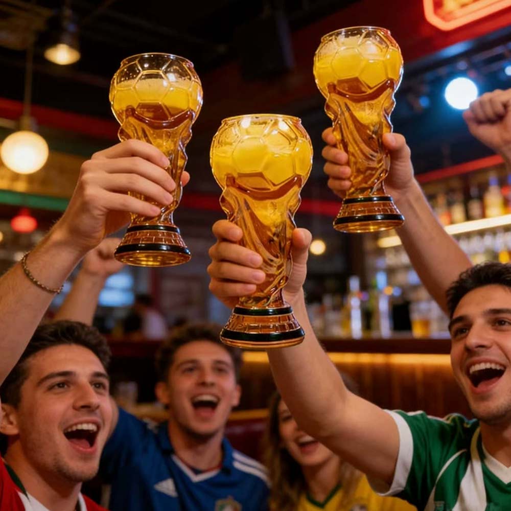 2026 World Cup Trophy Beer Glass – Iridescent Bar Football Decor Mug