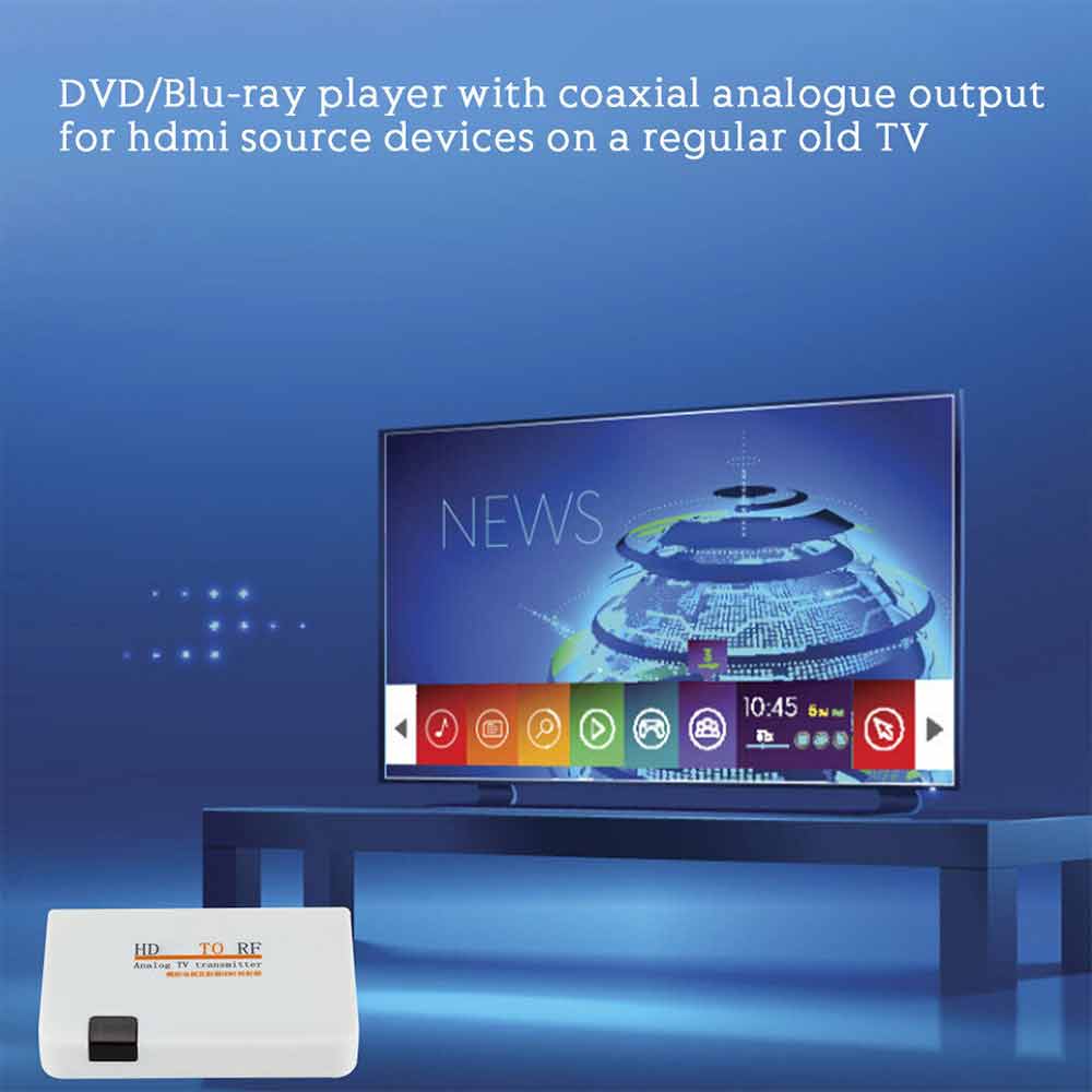 HDMI to RF Coaxial Converter HDMI to Coaxial Analog Adapter w/Remote Control