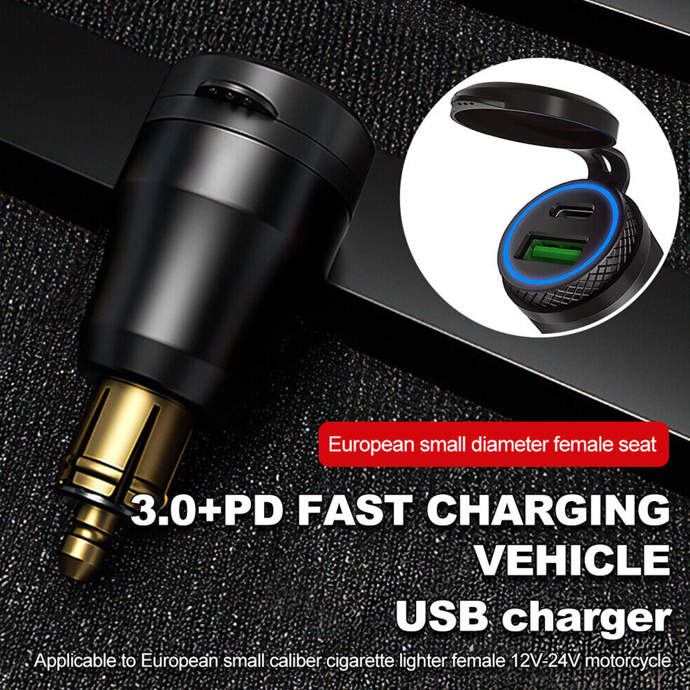 For BMW Ducati Triumph Motorcycle Dual USB Charger Hella DIN Type C Plug Sockets