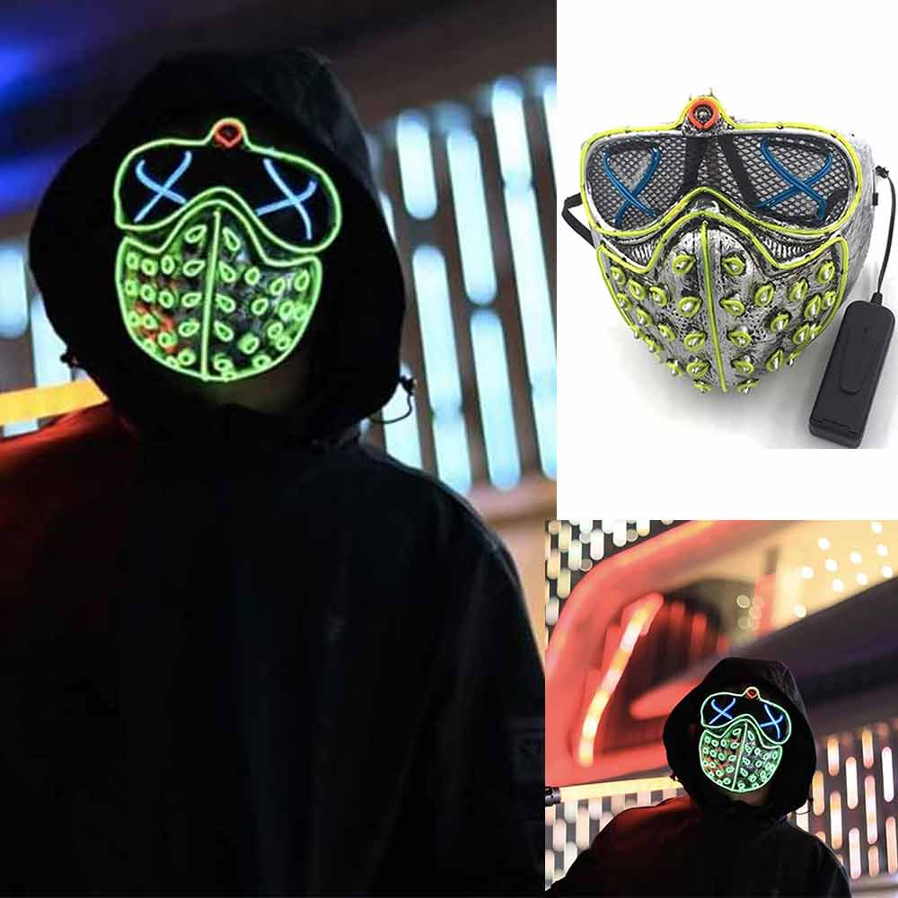 LED Mask WD,Wire Light Up For Halloween Festival Costume Cosplay Christmas Party