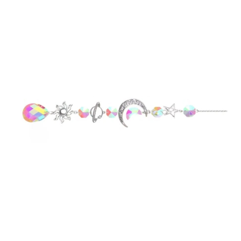 Moon & Star Crystal Wall Hanging Wind Chime - Modern Home Decor Ornament for Elegant Space