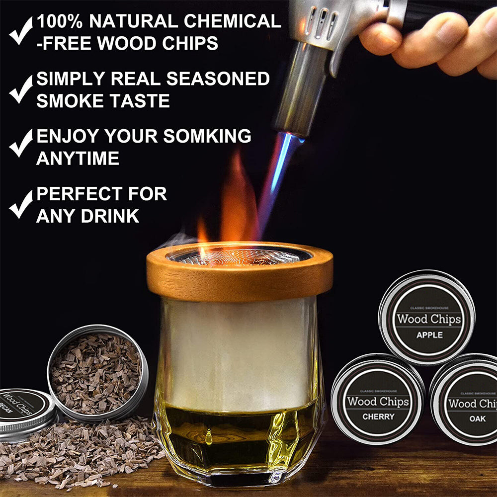 Cocktail Smoker Kit -Whiskey/Bourbon Smoker Infuser Kit with Flavors Wood Chip
