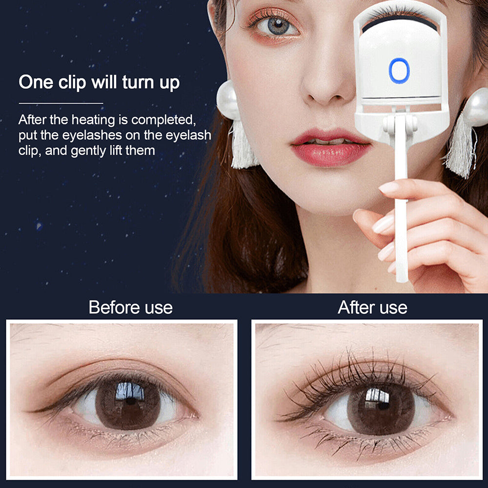 Electric Heated Curling Eyelash Tool Double Eyelash Curler USB Rechargeable