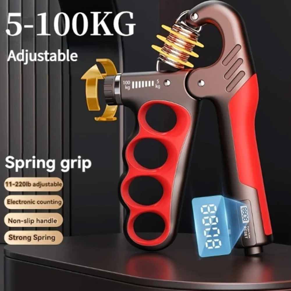 5-100kg Adjustable Hand Grip Strengthener – Digital Count Grip Strength Trainer with LCD Display