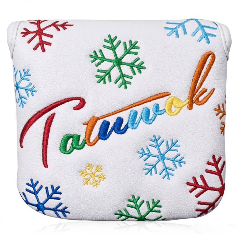 Golf Mallet Putter Cover – Snowflake Embroidered PU Leather Headcover