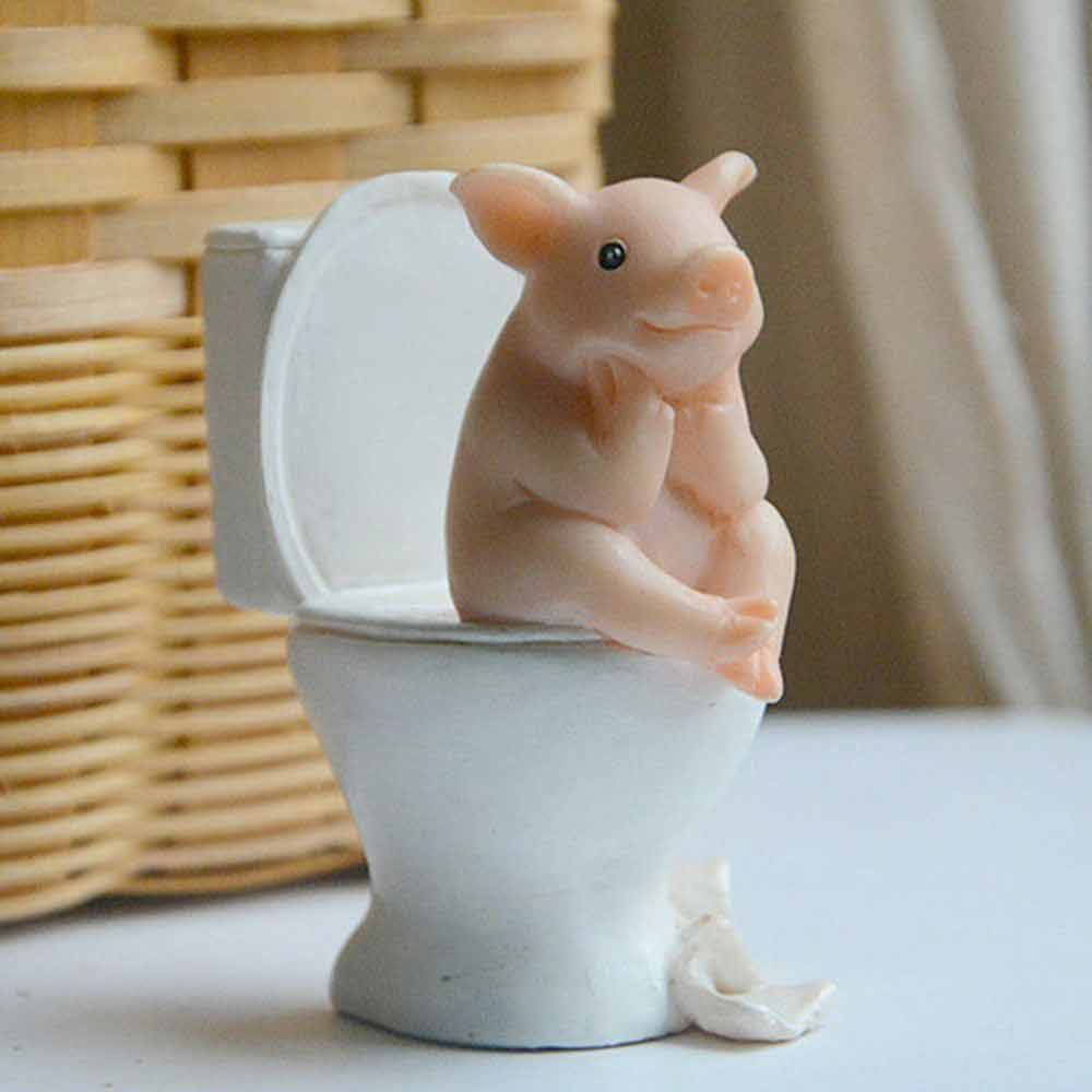 Cute Pig Statue Mini Landscape Figurine Desktop Decoration Miniature Resin Craft