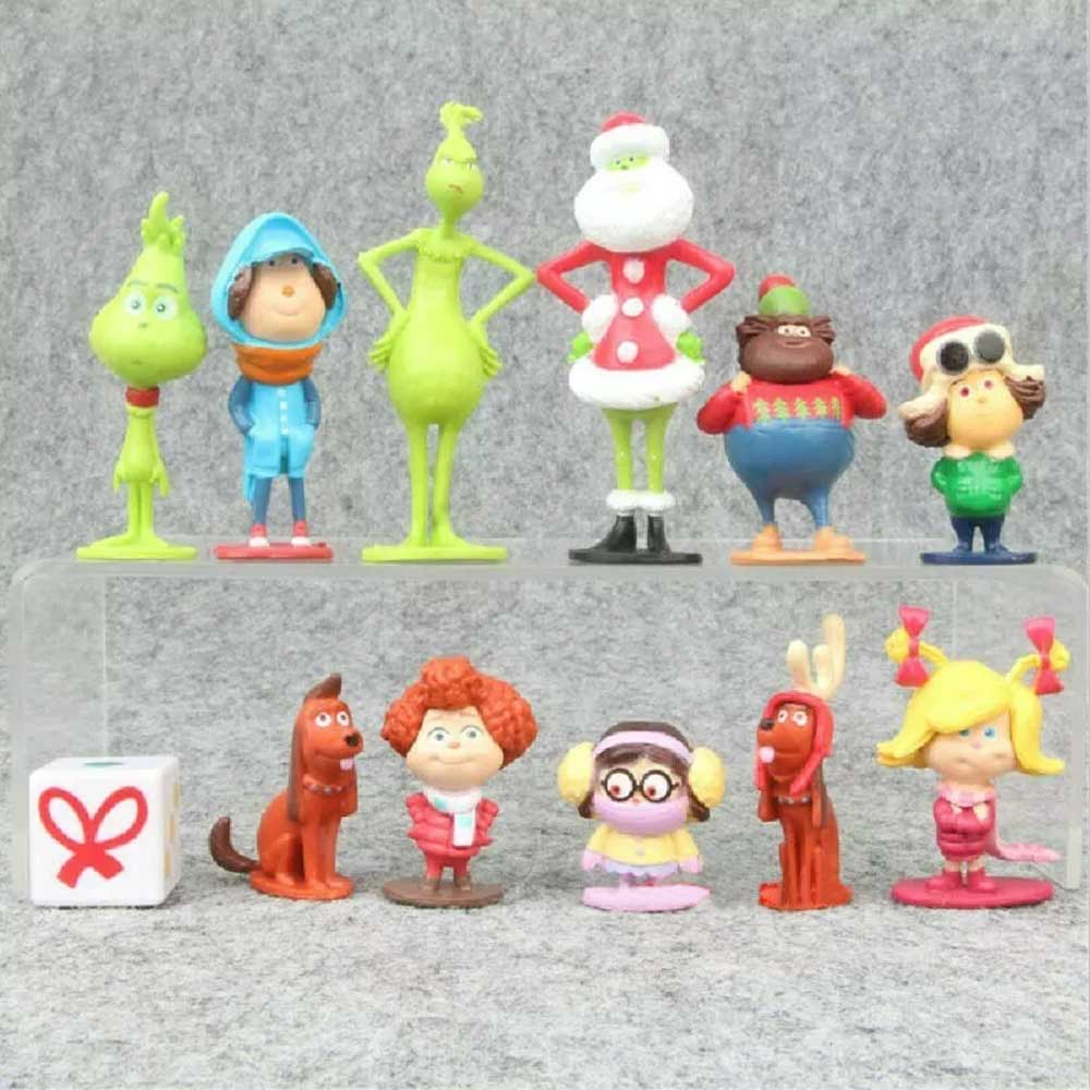 12Pcs How the Grinch Stole Christmas Cartoon Action Figure Kids Toy Doll Gifts
