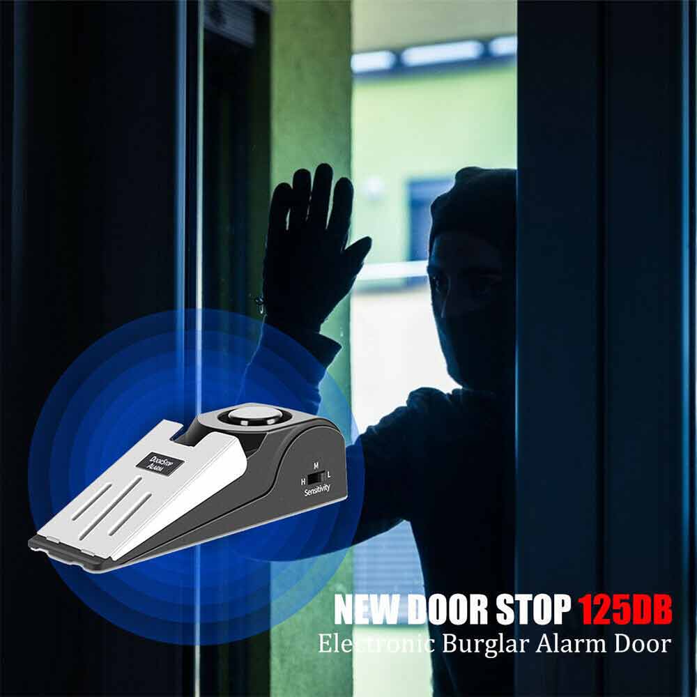 Home Security Wedge Door Stop Alarm System Device Intruder Alert Detection
