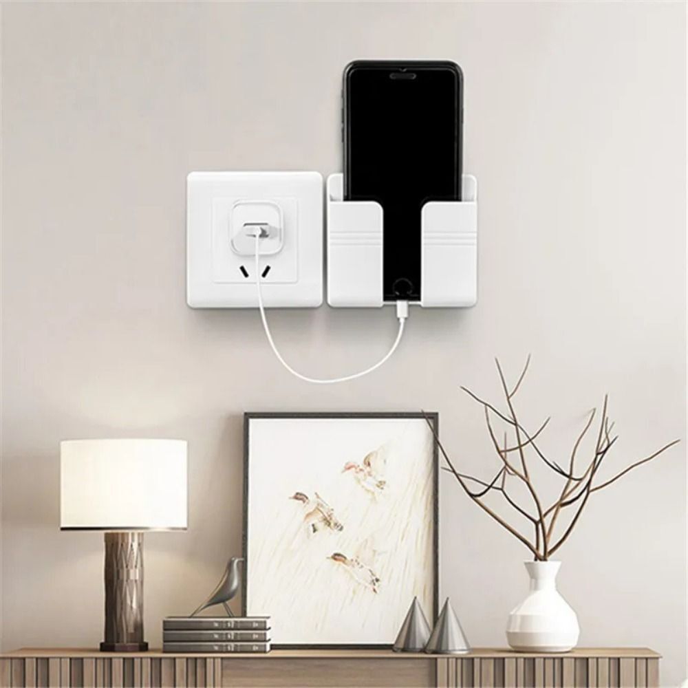 4Pcs Wall Mounted Remote Control Storage Rack Mobile Phone Holder Home Decor