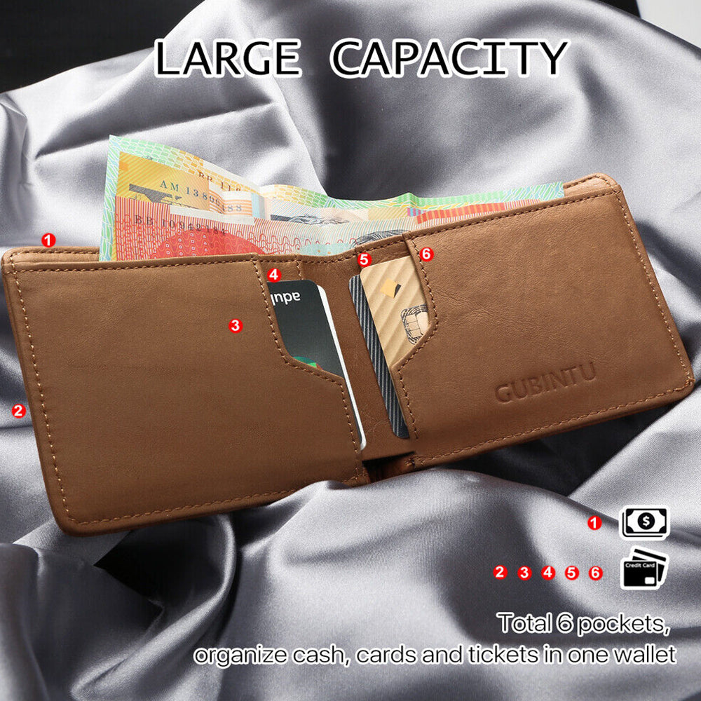 RFID BLOCKING LEATHER WALLET CREDIT CARD HOLDER SLIM MEN'S MONEY CASH CLIP PURSE