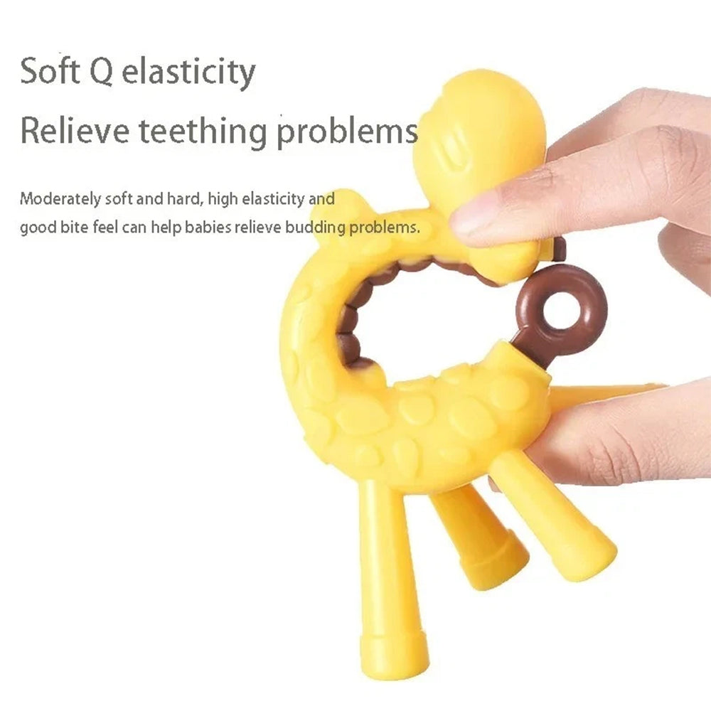 3X Silicone Teething Toothbrush - Giraffe Shape BPA-Free Chew Toy
