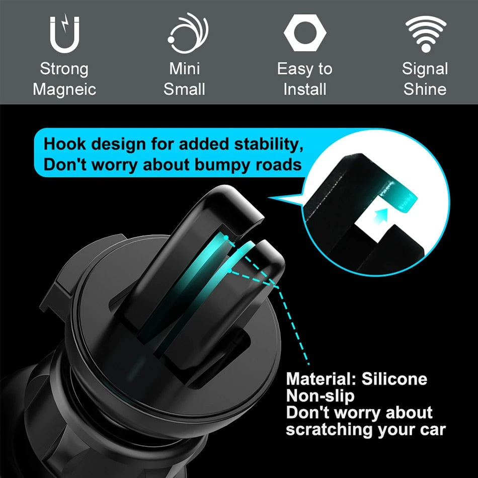 Round Car Magnetic Vent Mount Hook Design Compatible with Magsafe Black