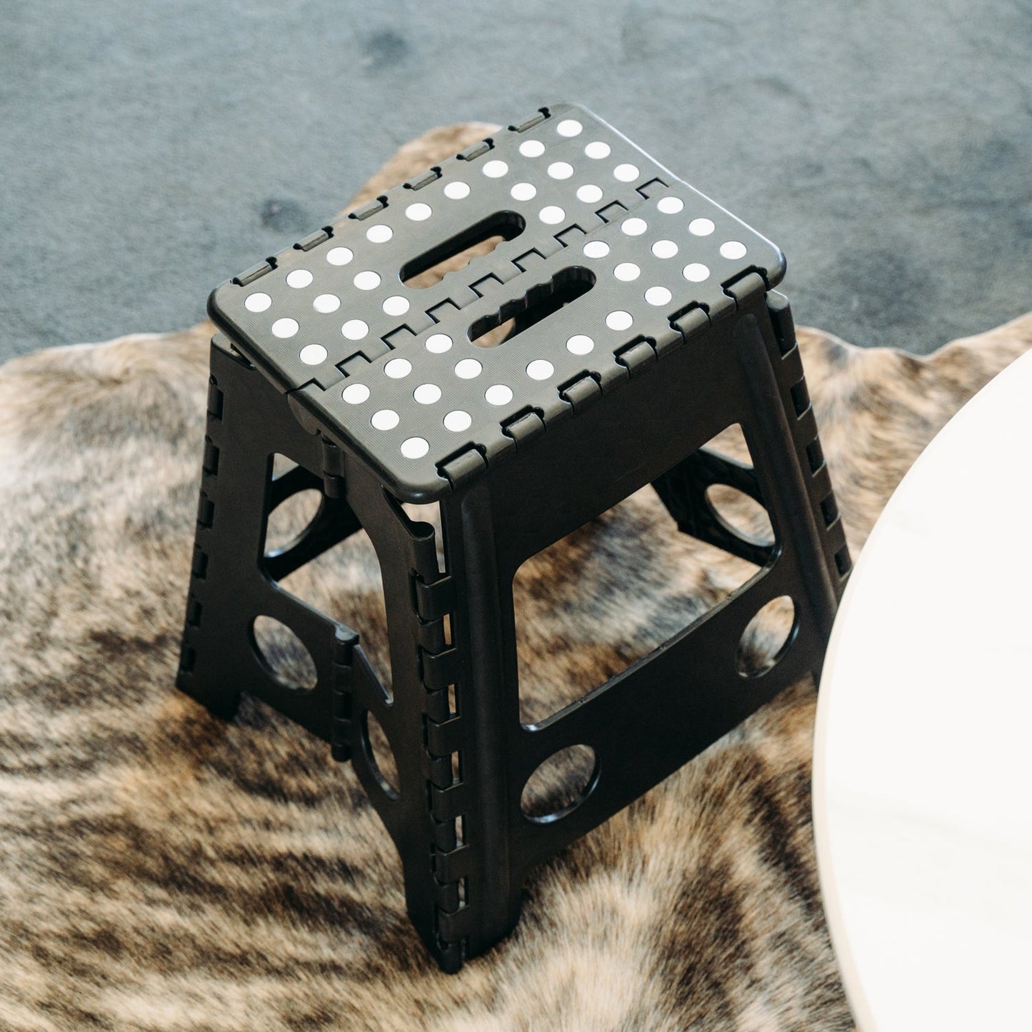 Large Plastic Folding Stool Portable Chair Store Flat Easy Carry Outdoor Camping Black