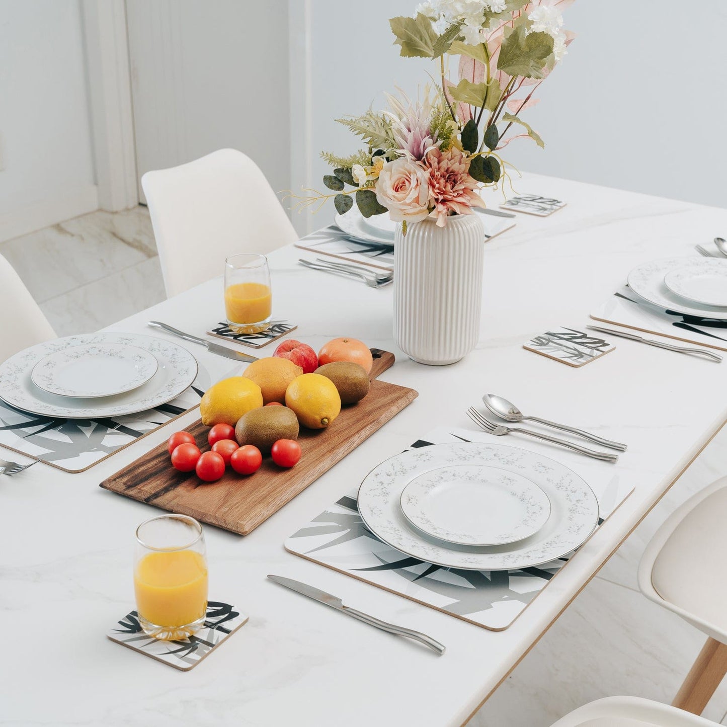 Clevinger 8 pcs MDF Placemats and Coasters Bamboo