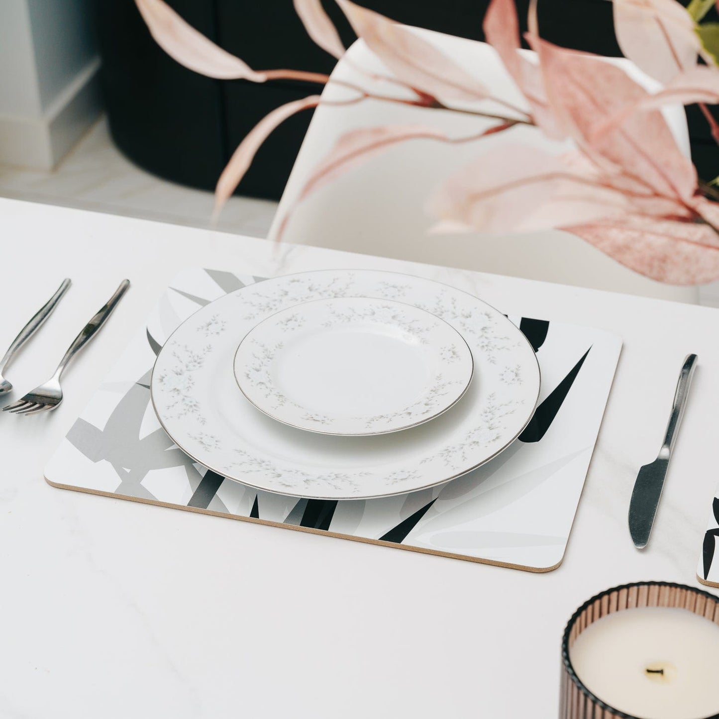 Clevinger 8 pcs MDF Placemats and Coasters Bamboo