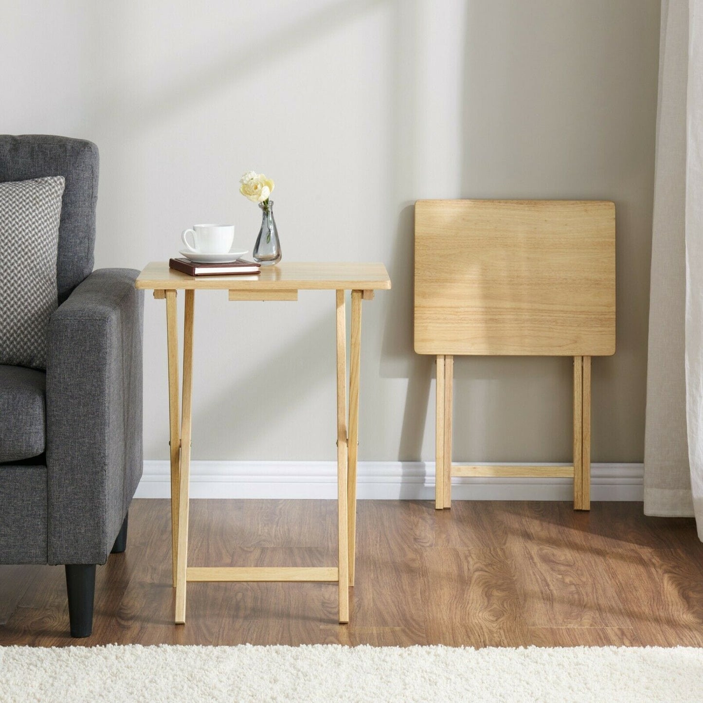 2pc Bamboo Folding Laptop Tray & Snack Table