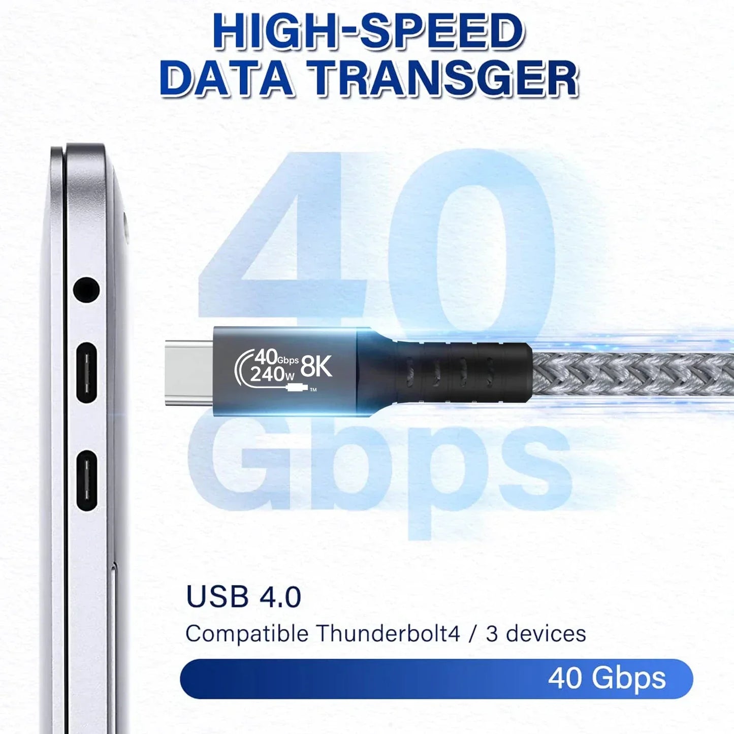 1M BoostUp Thunderbolt 4 USB-C to USB-C Cable Charge & Video Black (USB 4 - 40Gbps, 240W, 8K/60Hz)