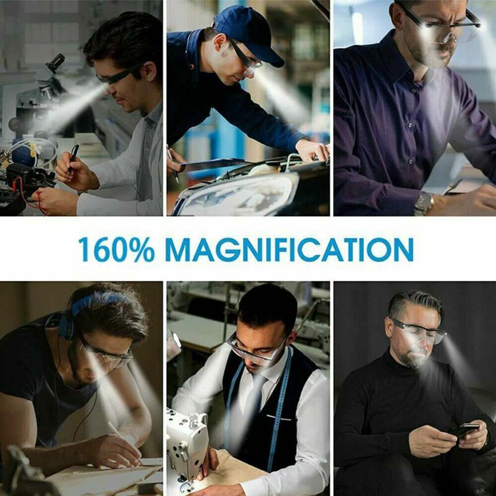 Mighty Sight 160% Magnifying Eyewear HD Glasses Unisex With LED Lights Glasses
