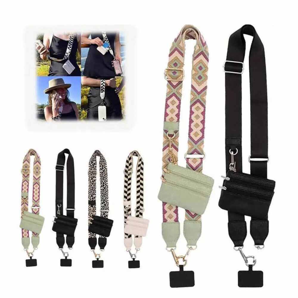 Crossbody Phone Chain with Zipper Wallet Pouch Phone Strap With Zippered Pouch