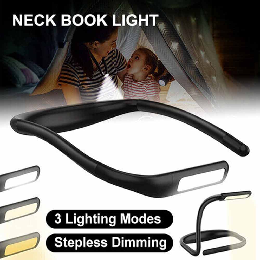 LED Neck Reading Light Flexible USB Rechargeable Book Bed Night Lamp Hands Free