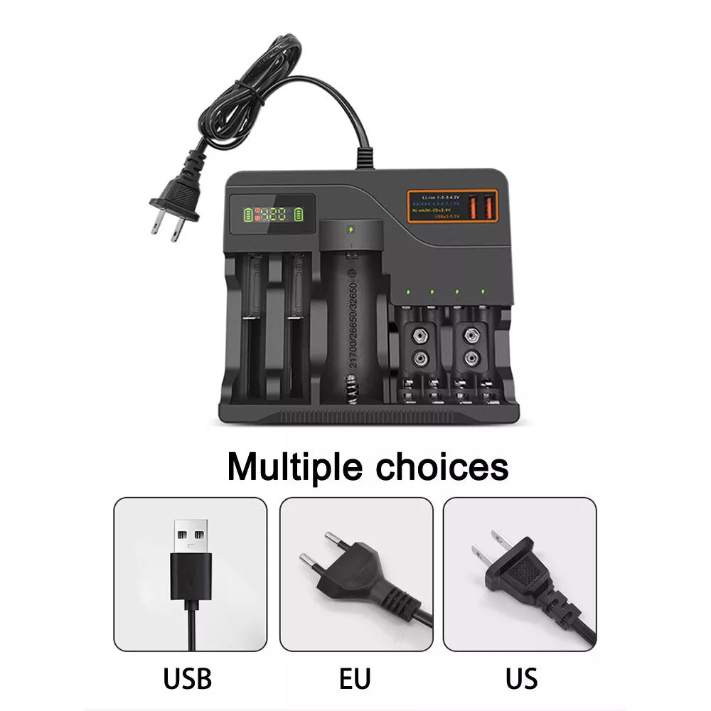 LCD Smart Battery Charger For AAA AA 9V Ni-MH Ni-CD Rechargeable Batteries